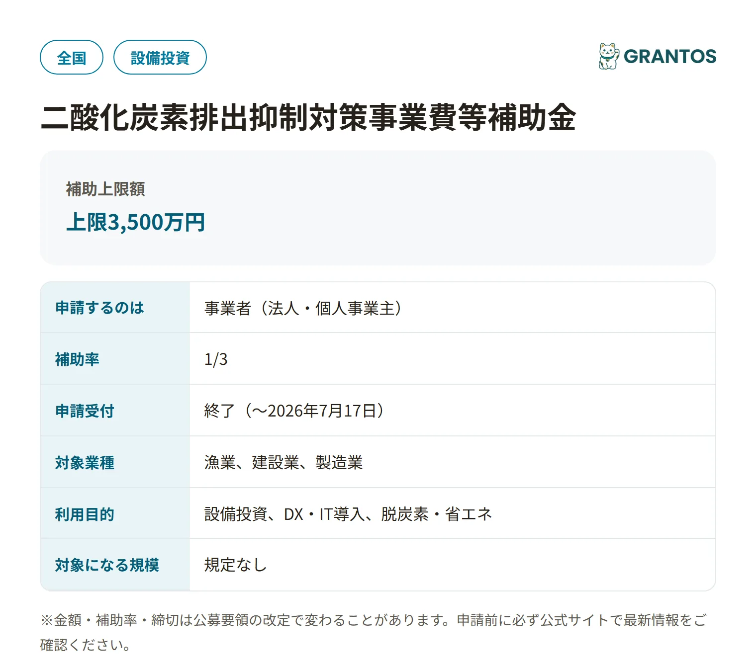 二酸化炭素排出抑制対策事業費等補助金(民間建築物等における省CO2改修支援事業)の対象・金額・締切の概要