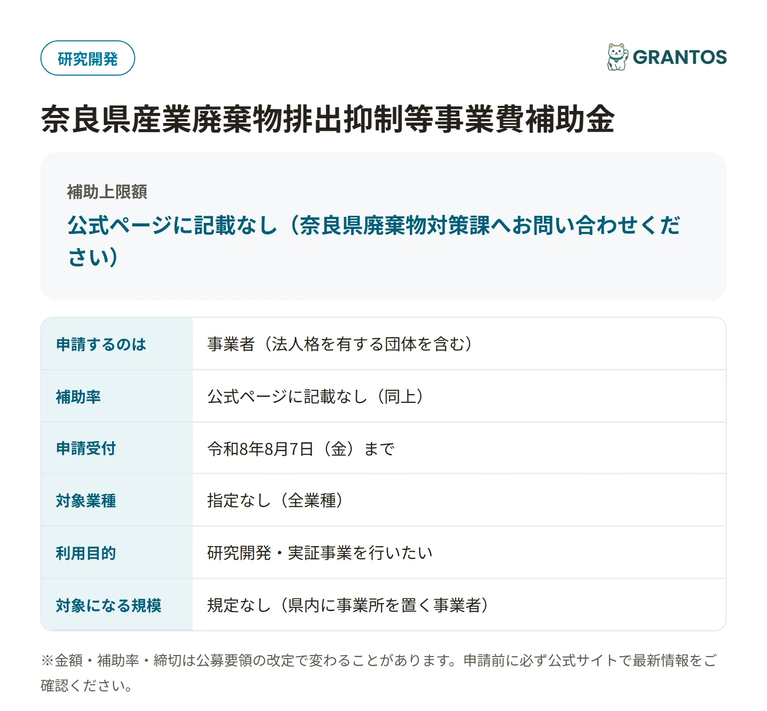 産業廃棄物排出抑制等事業費補助金の対象・金額・締切の概要