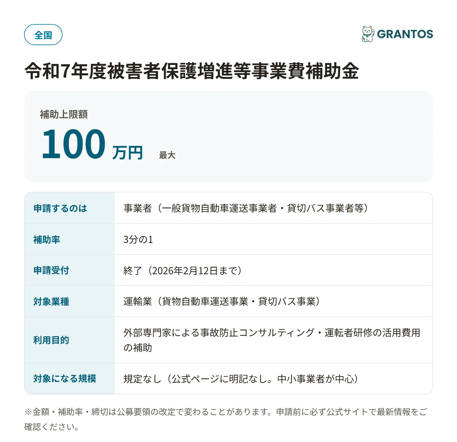 社内安全教育補助金の対象・金額・締切の概要