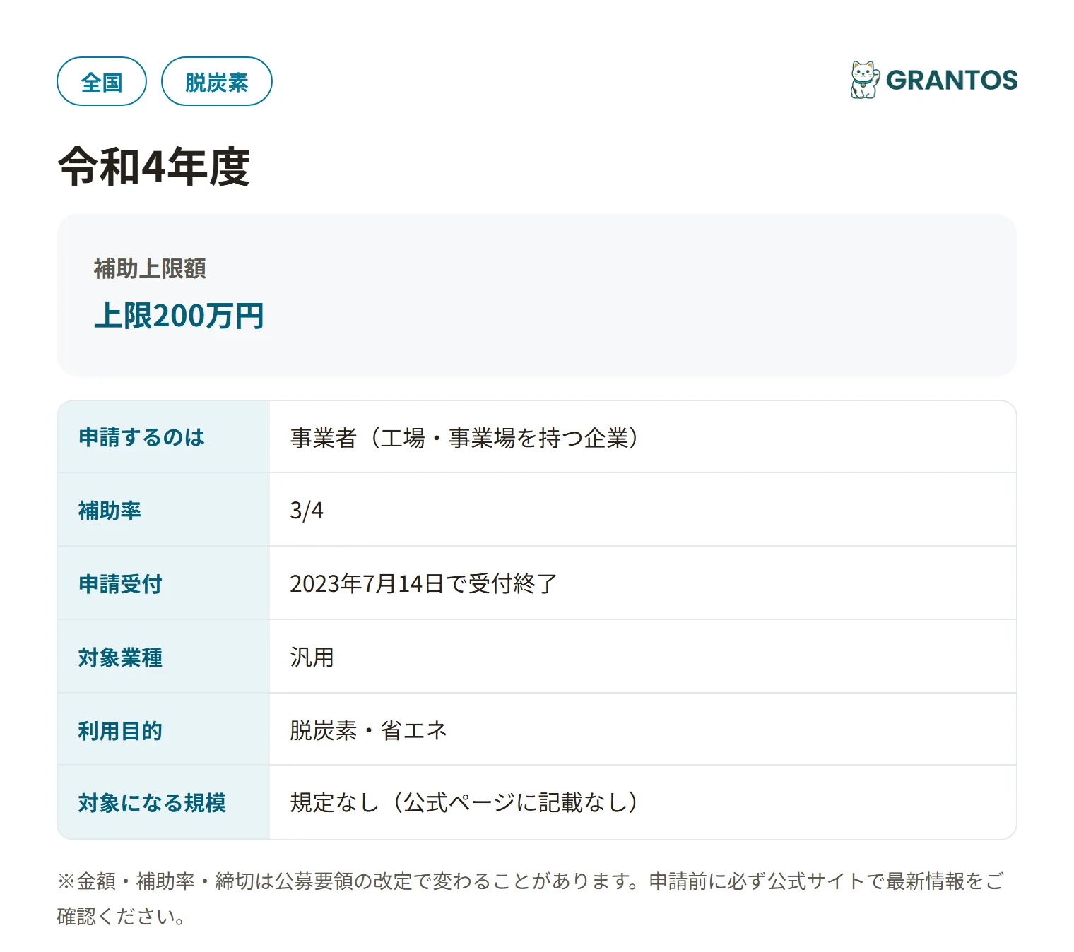 SHIFT事業CO2削減計画策定支援の対象・金額・締切の概要